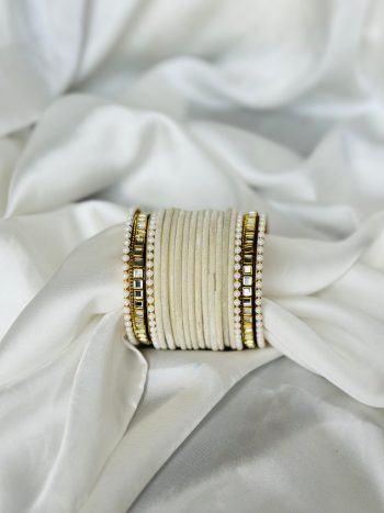 Kundan Bangle set - white - BNG 07