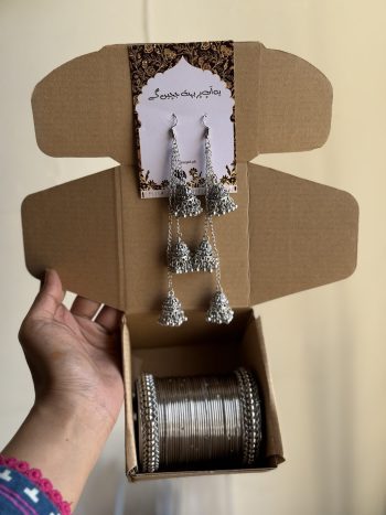 Oxidised Silver Bangle & Jhumka Duo