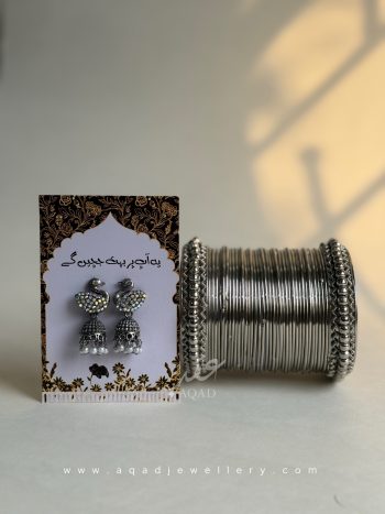 Silver Dove Bangle & jhumka Duo - BB11